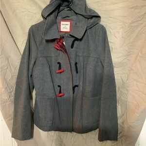 Old Navy Women's Charcoal Utility Jacket with Red Accents